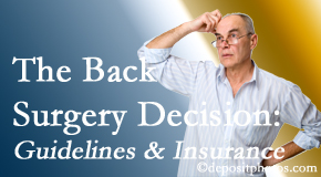 Vancouver Disc Centers notes that back pain sufferers may choose their back pain treatment option based on insurance coverage. If insurance pays for back surgery, will you choose that? 