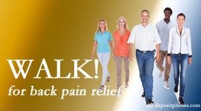 Vancouver Disc Centers urges Vancouver back pain sufferers to walk to ease back pain and related pain.