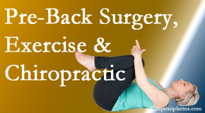 Vancouver Disc Centers suggests beneficial pre-back surgery chiropractic care and exercise to physically prepare for and possibly avoid back surgery.