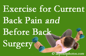 Vancouver exercise benefits patients with non-specific back pain and pre-back surgery patients though it is not often prescribed as much as opioids.