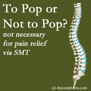 Vancouver chiropractic spinal manipulation treatment may have a audible pop...or not! SMT is effective either way.